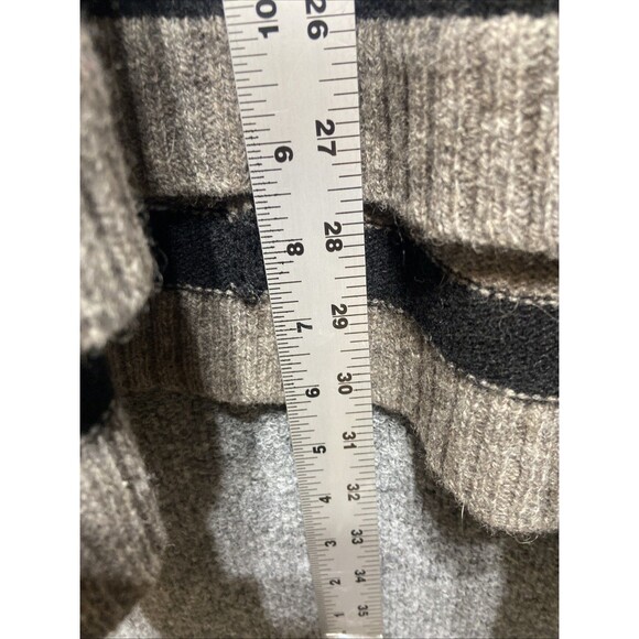 Eileen Fisher Yak Wool Turtleneck Poncho Sweater Gray Striped Cape M/L - Picture 4 of 7